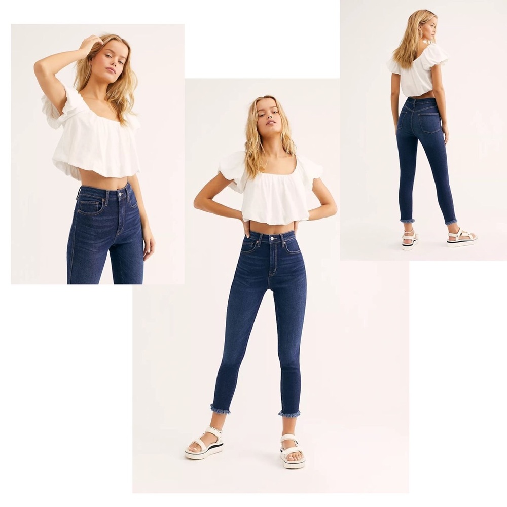 free People Raw High Rise Jean Jegging Deep Indigo